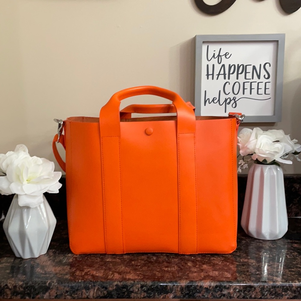 Beautiful Orange Gap Leather Tote Bag